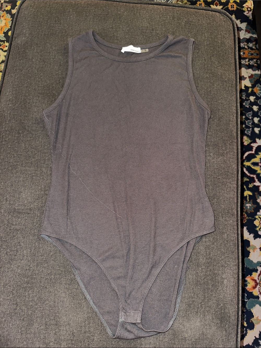 Woman’s  Sleeveless One-Piece Bodysuit in Charcoal Gray